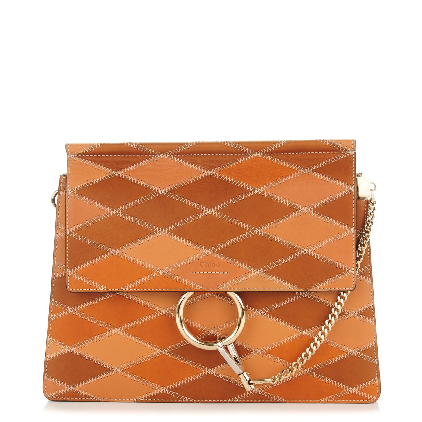 Calfskin Patchwork Medium Faye Shoulder Bag Caramel