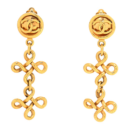 Chanel Metal CC Drop Clip On Earrings Gold 1 of 6