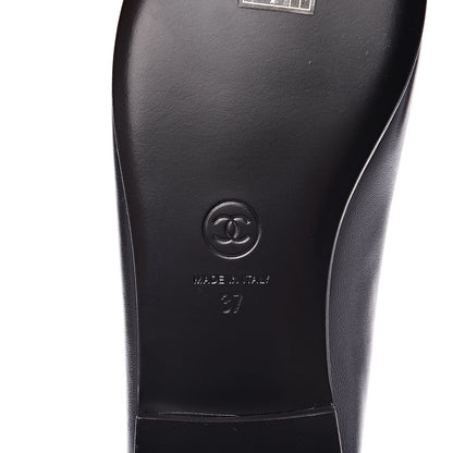 Chanel Lambskin Patent Cap Toe Ballerina Flats 37 Black 7 of 9