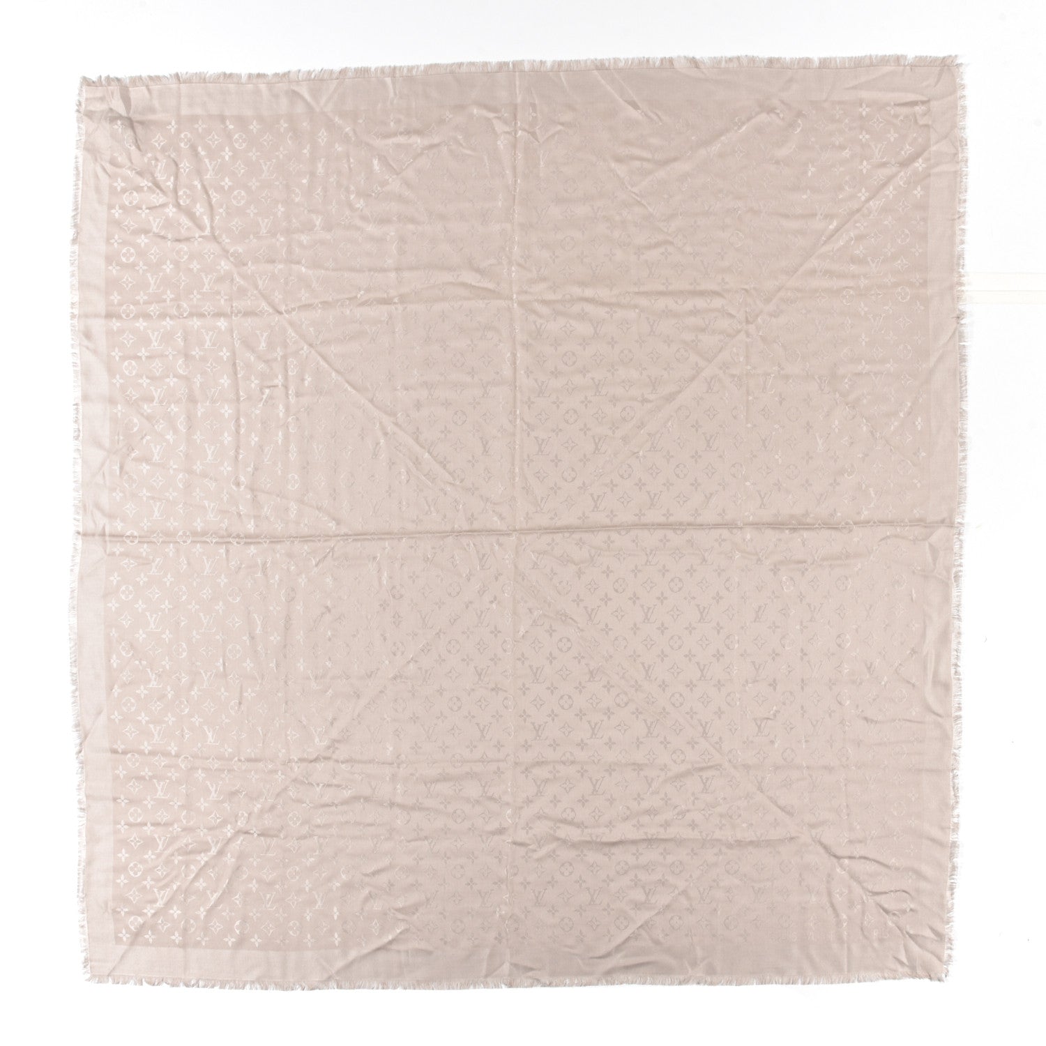 Louis Vuitton Silk Wool Monogram Shawl Greige 1 of 3