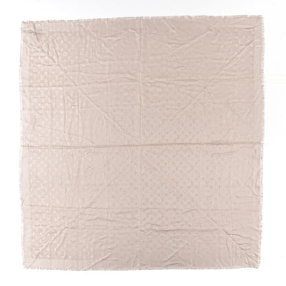 Louis Vuitton Silk Wool Monogram Shawl Greige 1 of 3