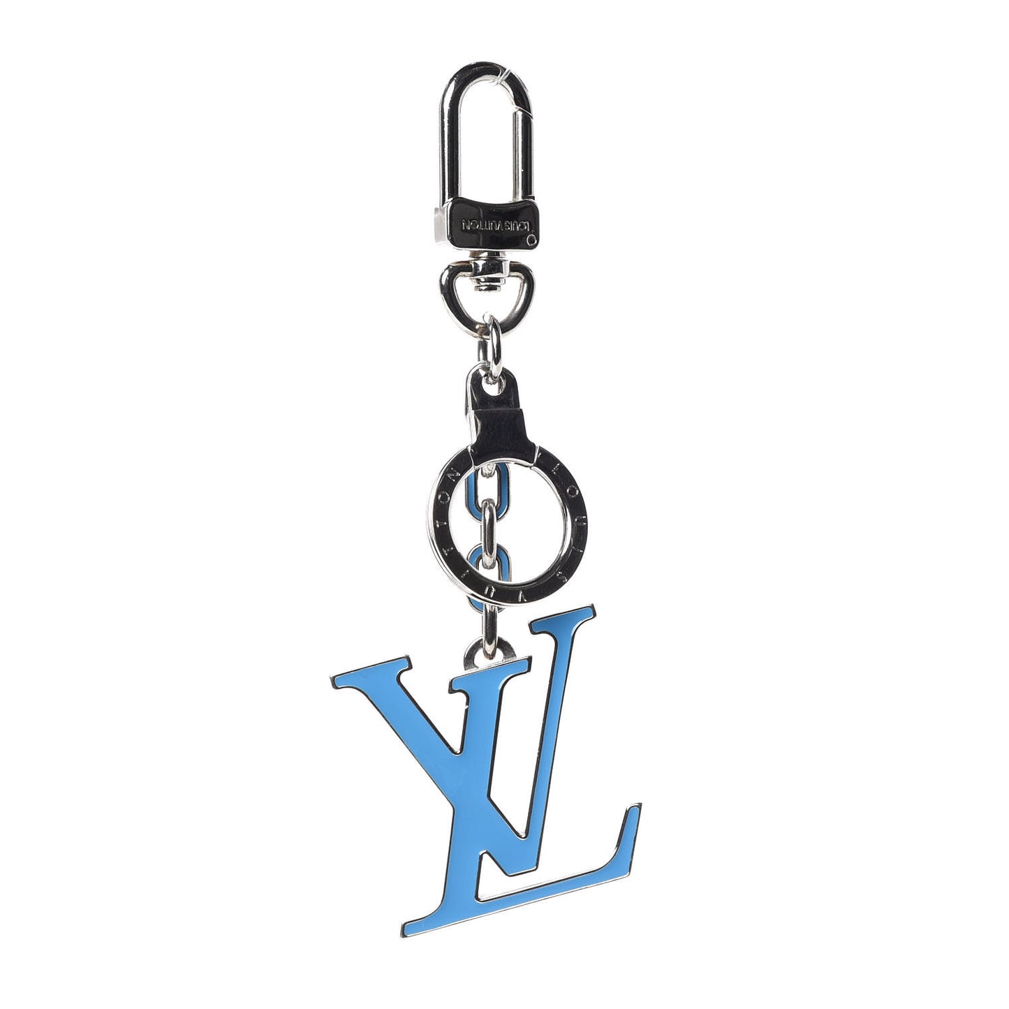 LV Initials Key Holder Blue Galactic