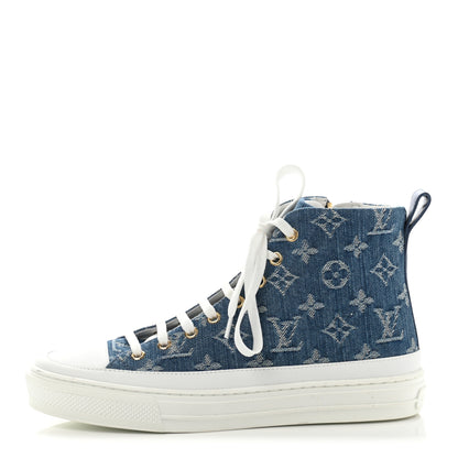 Louis Vuitton Denim Monogram Stellar Sneaker Boots 38.5 Bleu Jeans Blue 1 of 18