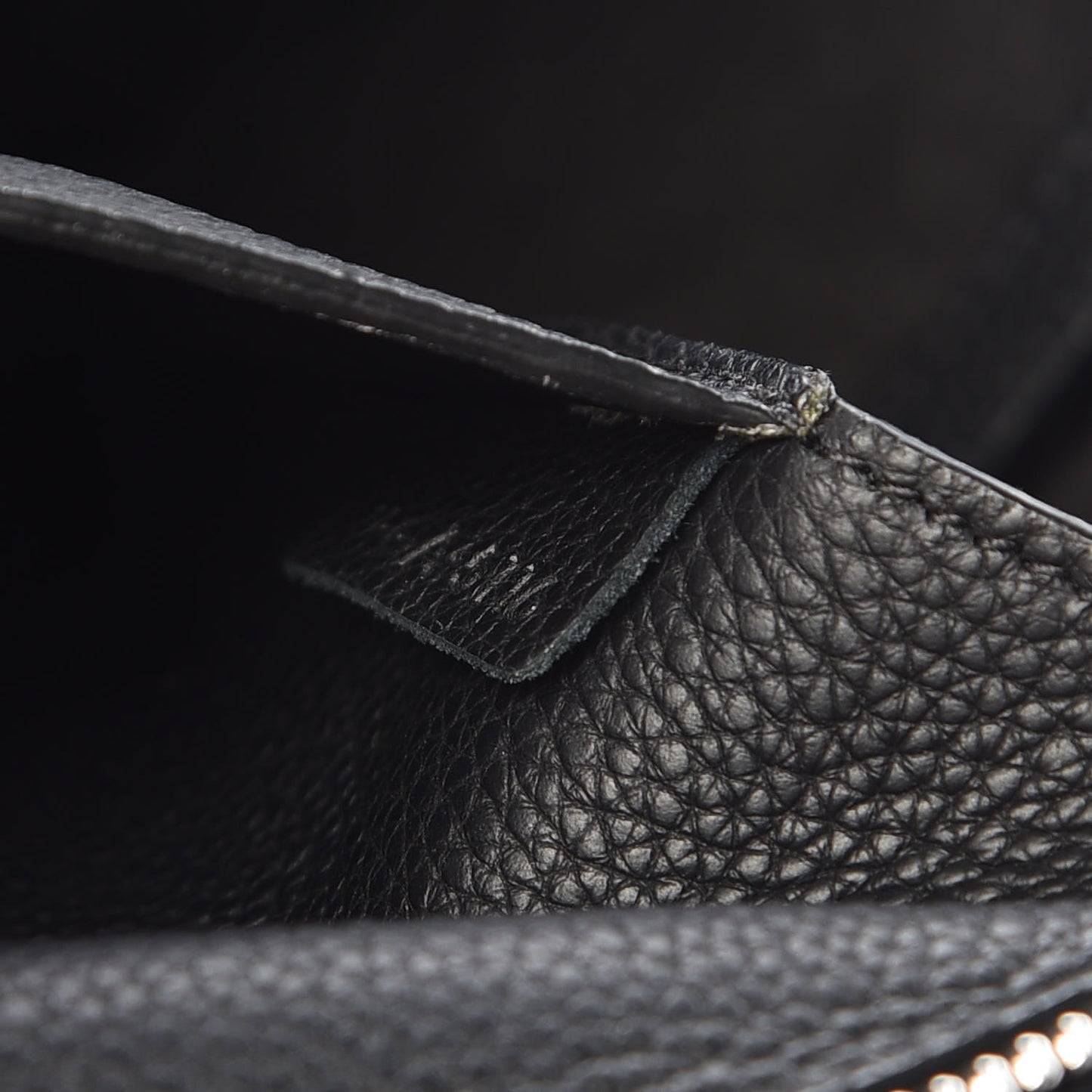 Baby Grained Calfskin Small Tri-Fold Bag Black