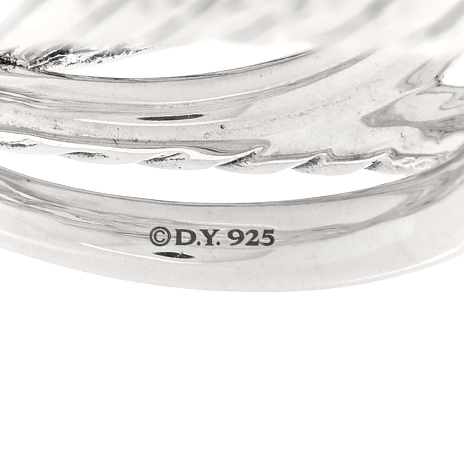 David Yurman Sterling Silver Diamond Continuance Three-Row Ring 56 7.5 4 of 4