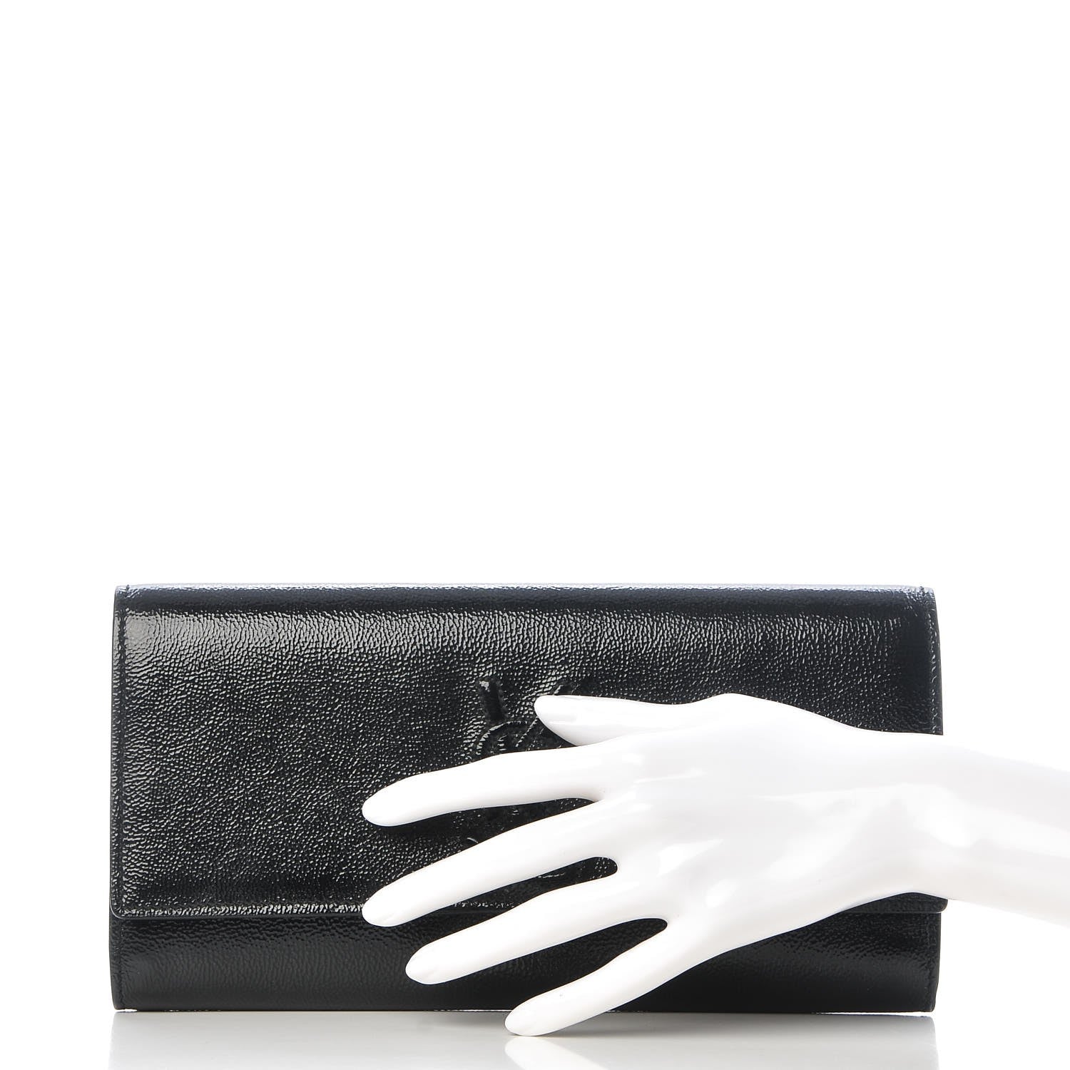 Saint Laurent Textured Patent Monogram Small Belle De Jour Clutch Black 2 of 7