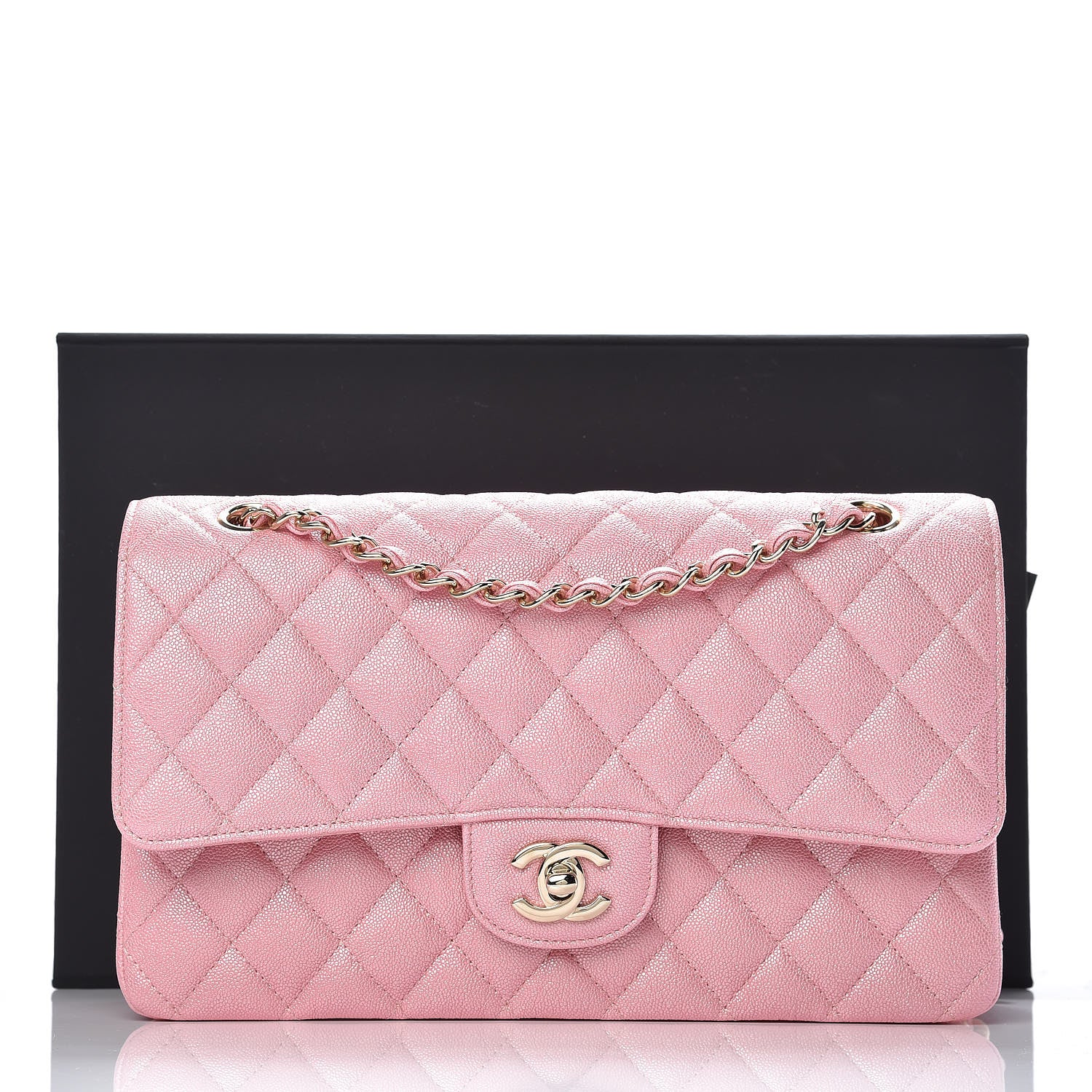Chanel Iridescent Caviar Quilted Medium Double Flap Rose Pink 10 of 10