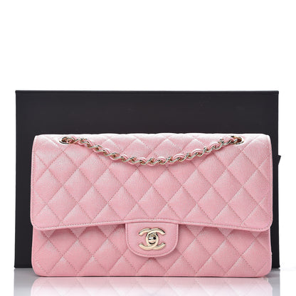 Chanel Iridescent Caviar Quilted Medium Double Flap Rose Pink 10 of 10