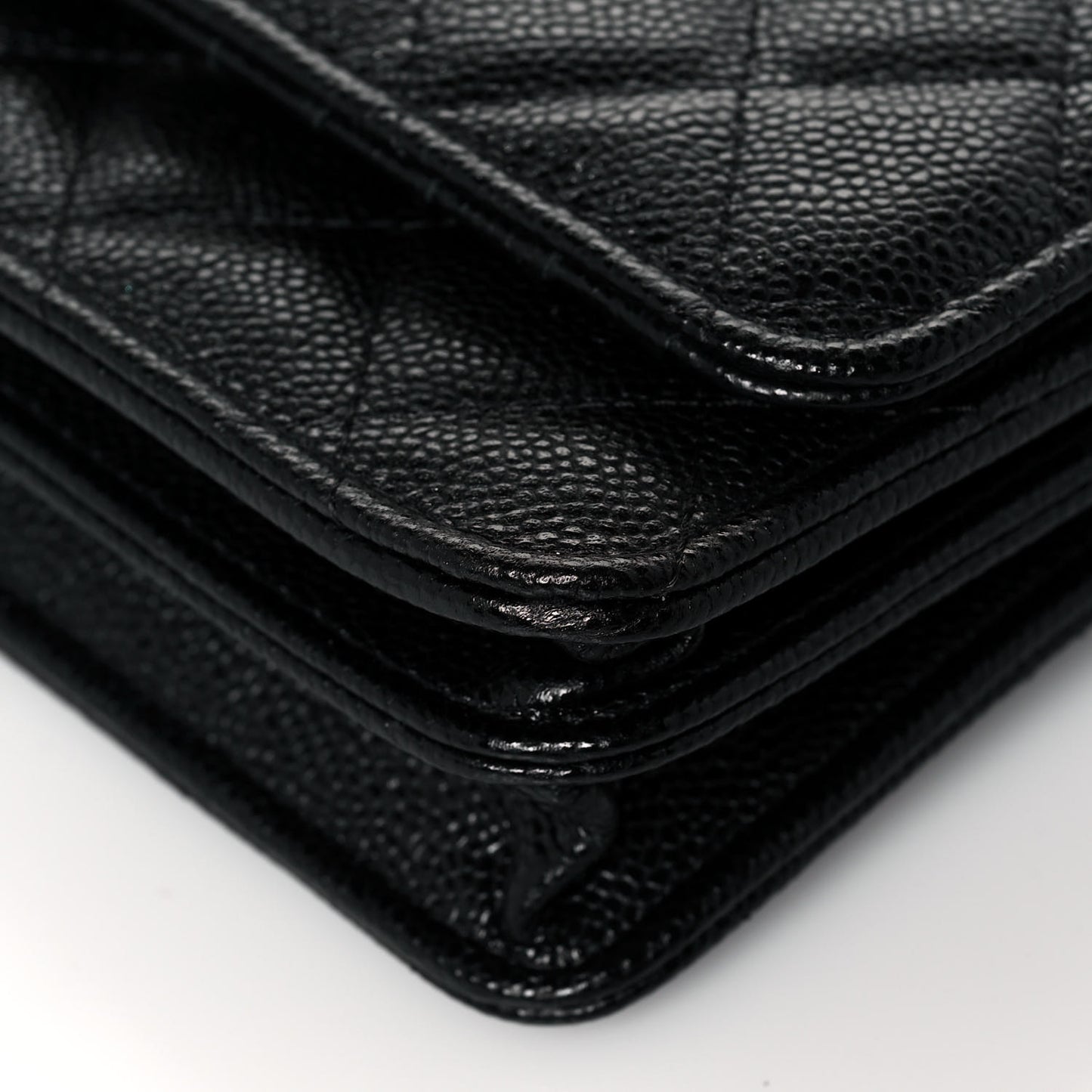 Caviar Quilted Mini Wallet On Chain WOC Black