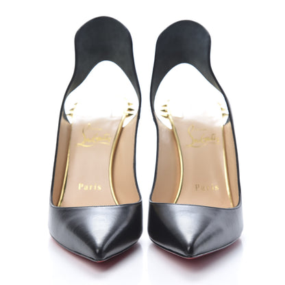 Christian Louboutin Kid Specchio Survivita 100 Slingback Pumps 36.5 Black Gold 2 of 10