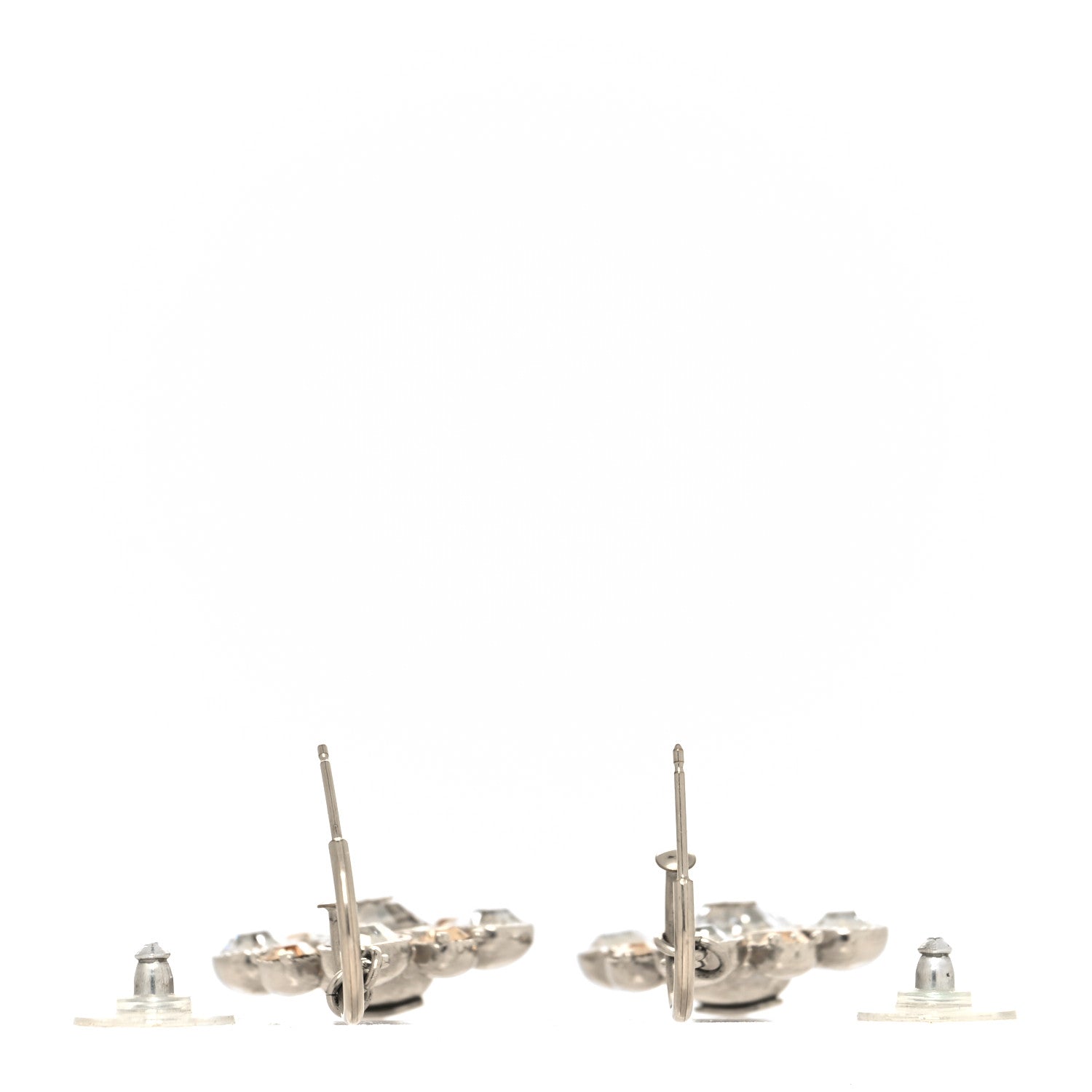 Chanel Crystal CC Dangle Earrings Silver 3 of 4
