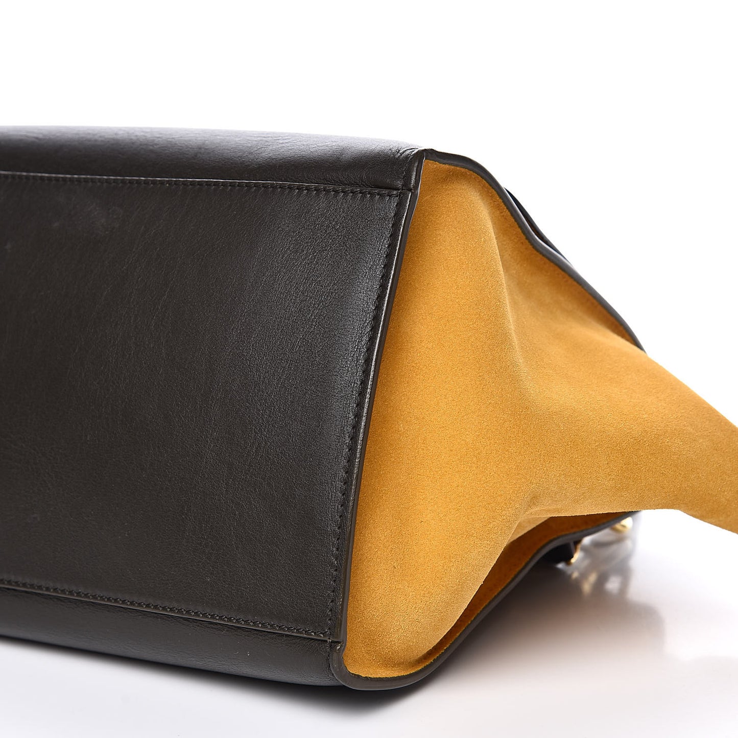 Smooth Calfskin Suede Medium Tri-Color Trapeze Mustard