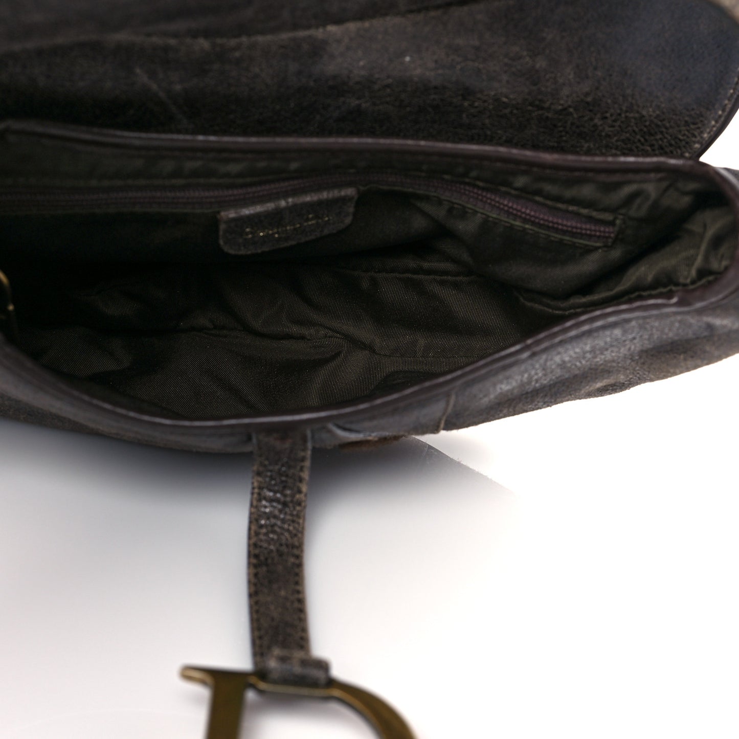 Distressed Calfskin Saddle Bag Brown