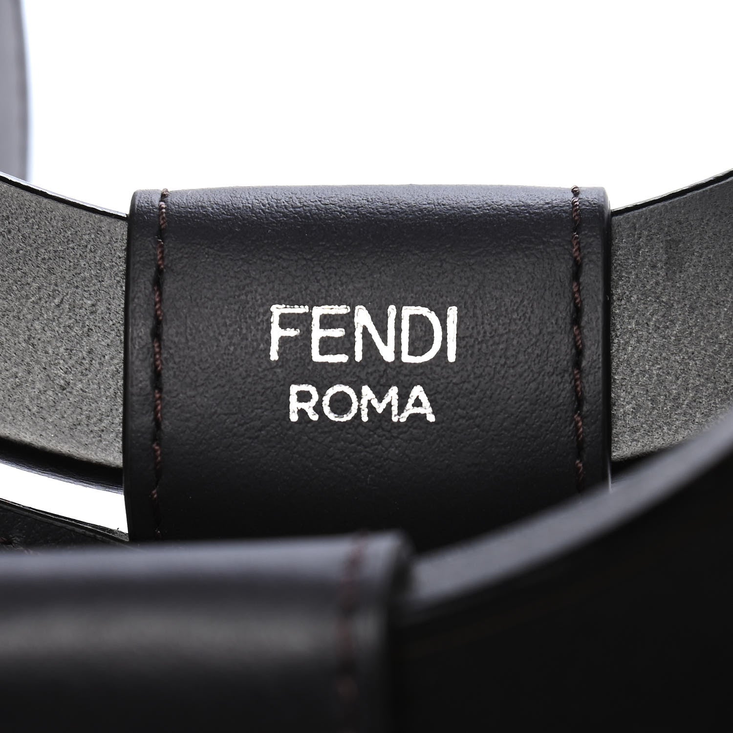 Fendi Mesh Vitello Century Cuoio FF 1974 Small Runaway Shopper Tote Marrone Black Ebano 6 of 10