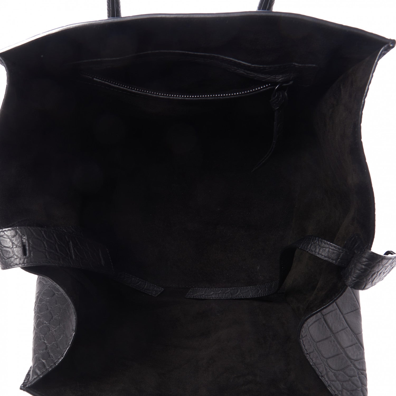 Celine Calfskin Crocodile Embossed Medium Phantom Luggage Black 5 of 9