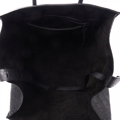 Celine Calfskin Crocodile Embossed Medium Phantom Luggage Black 5 of 9