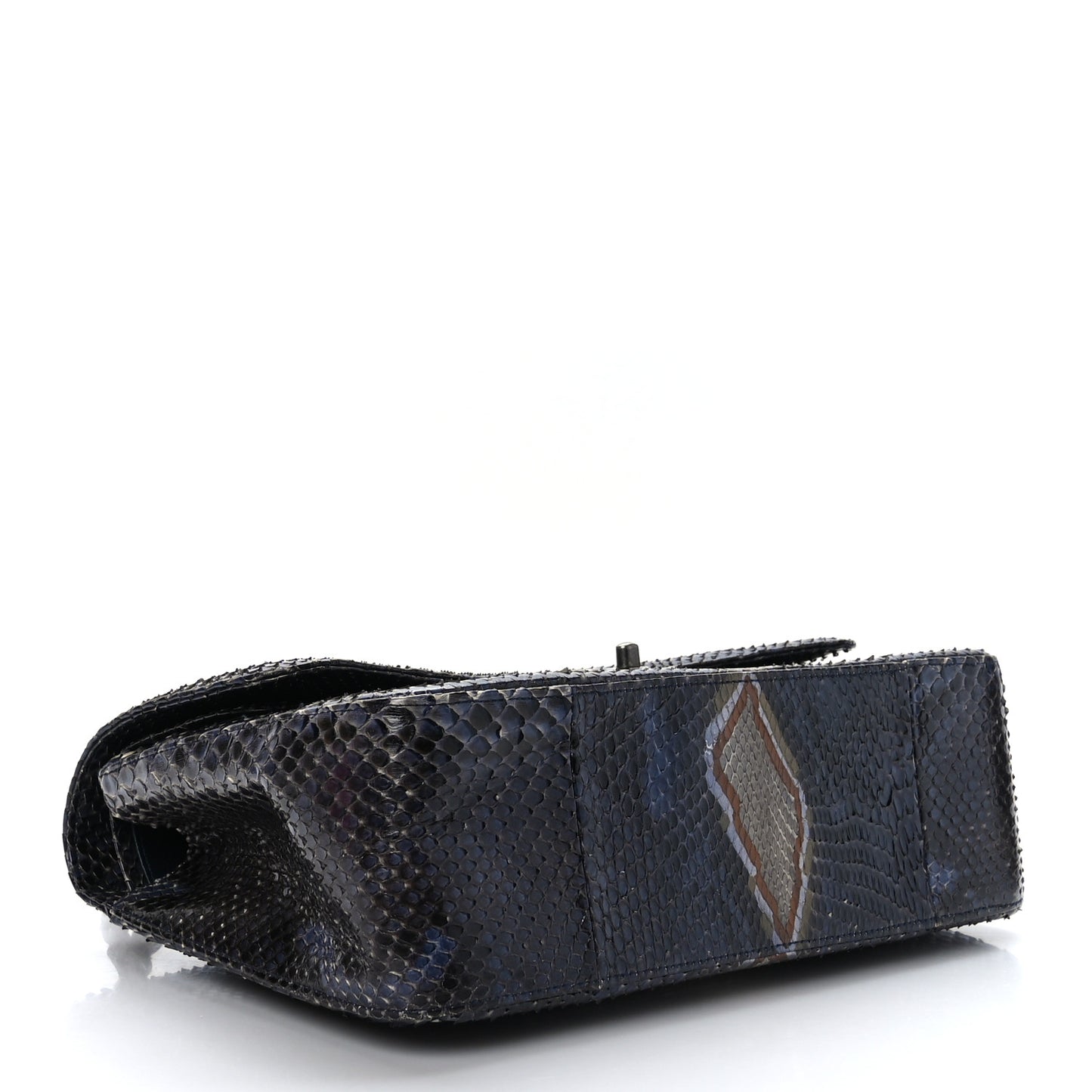 Metallic Snakeskin Jumbo Double Flap Blue
