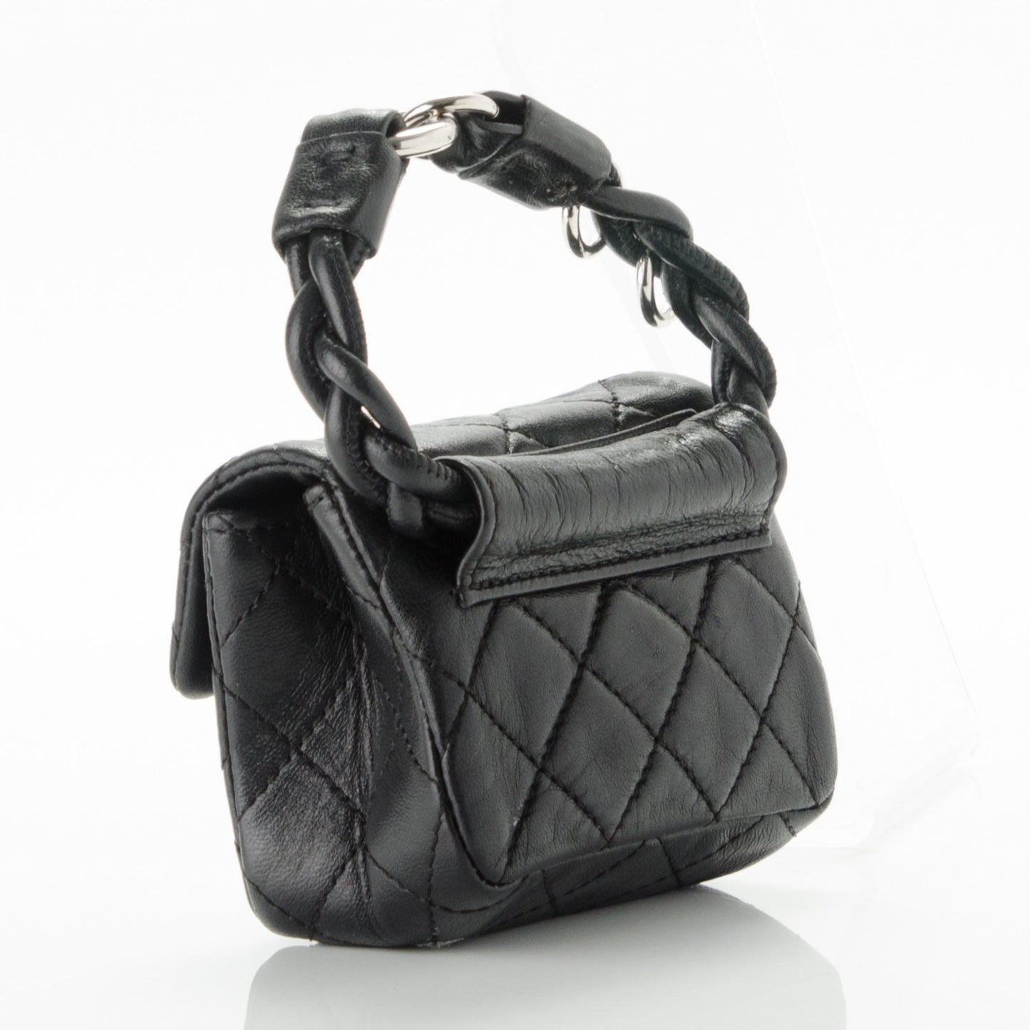 Calfskin Quilted 2.55 Ankle Wrist Bag Black