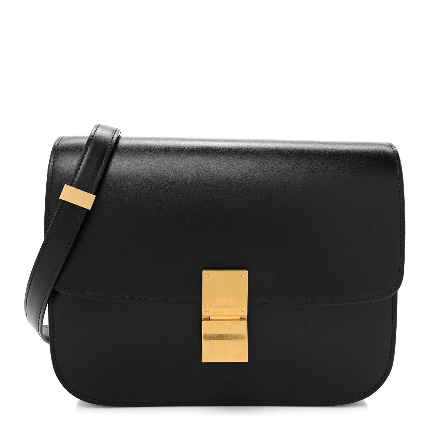 Box Calfskin Medium Classic Box Flap Bag Black