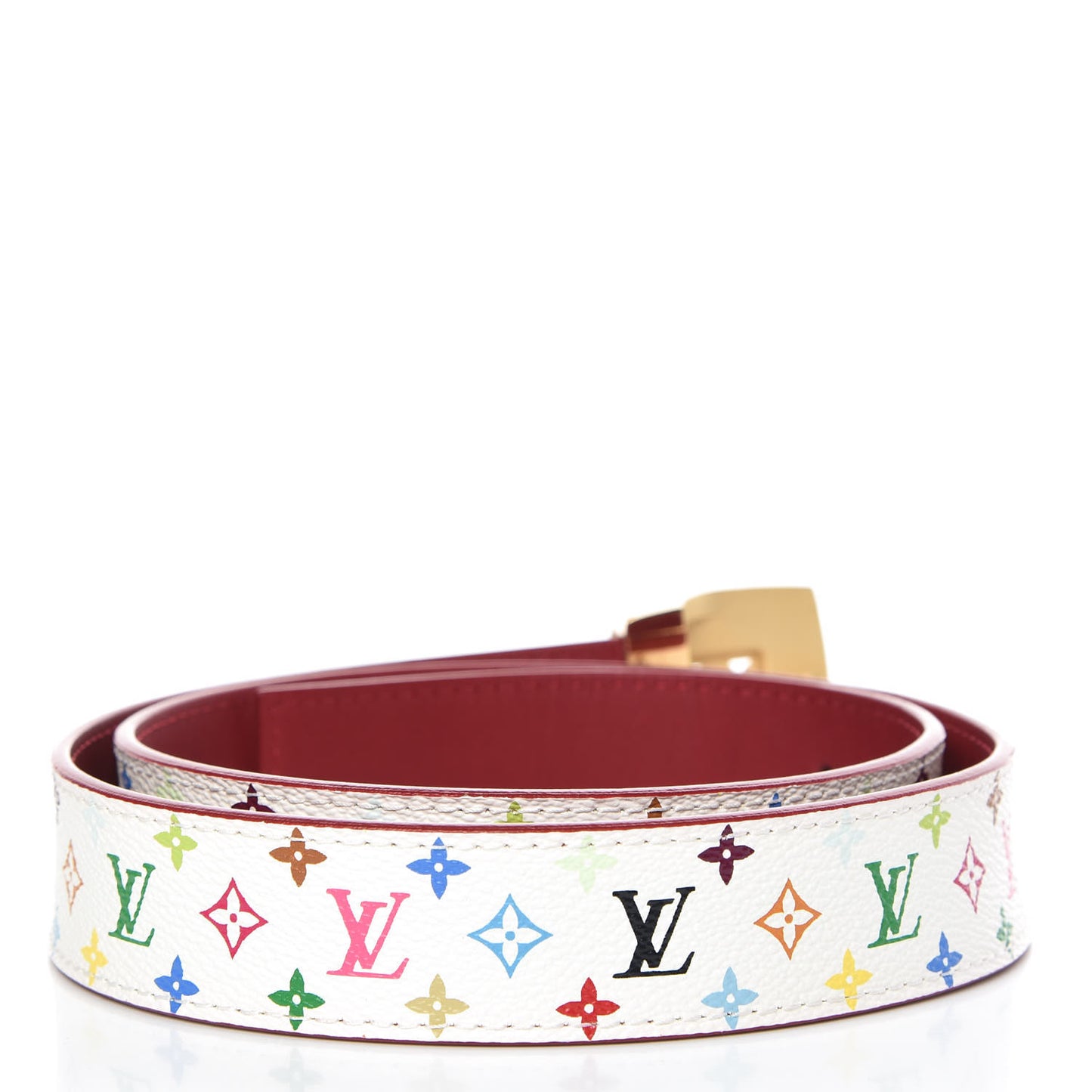 Monogram Multicolor LV Cut Reversible Belt 80 32 White Grenade
