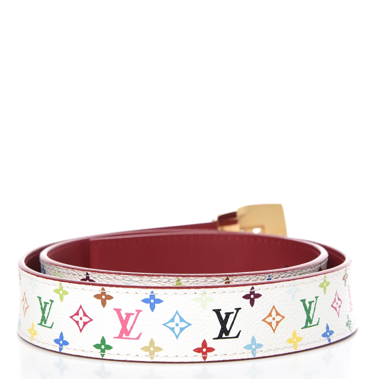Louis Vuitton Monogram Multicolor LV Cut Reversible Belt 80 32 White Grenade 3 of 7