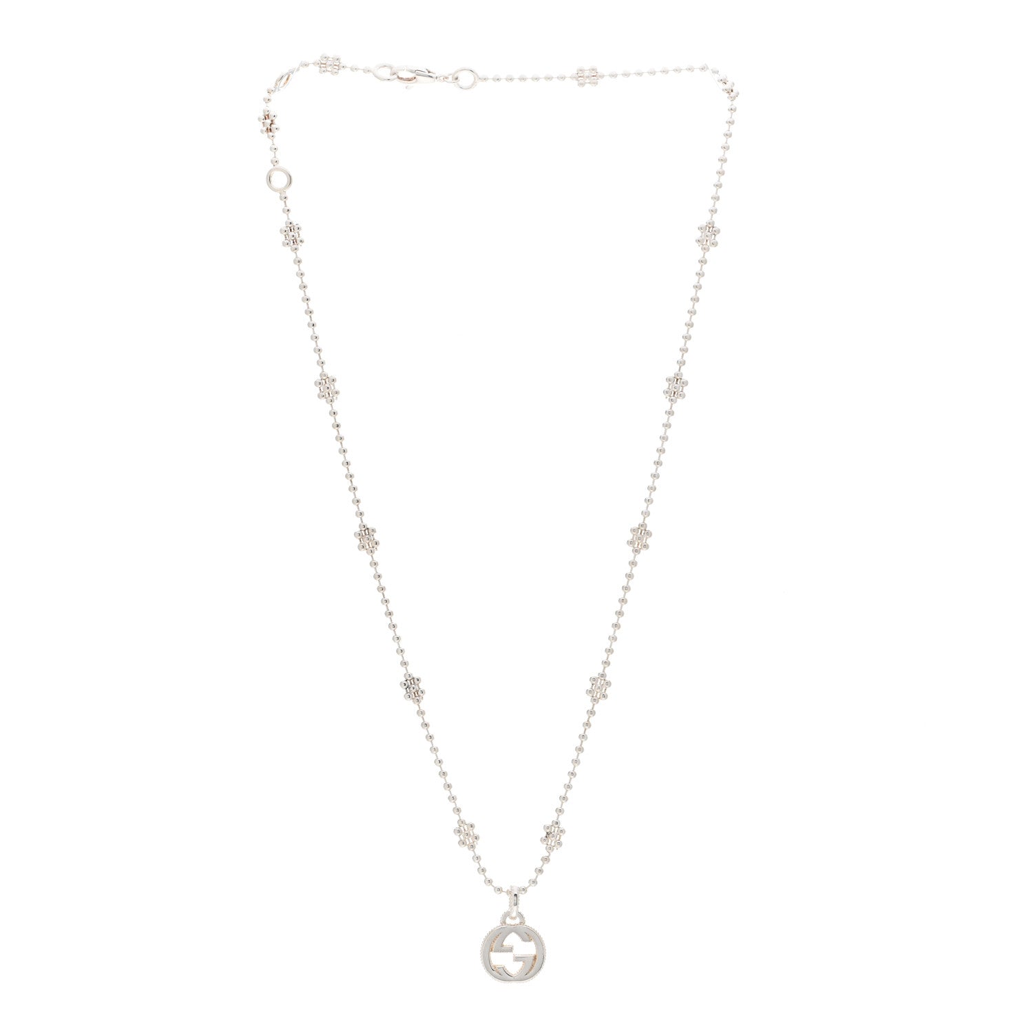 Gucci Sterling Silver Interlocking G Beaded Cluster Pendant Necklace 3 of 4