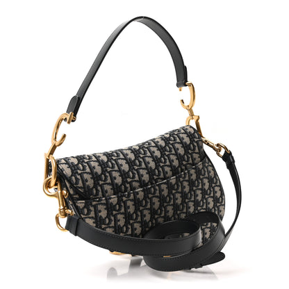 Christian Dior Oblique Saddle Bag With Strap Blue 3 of 10