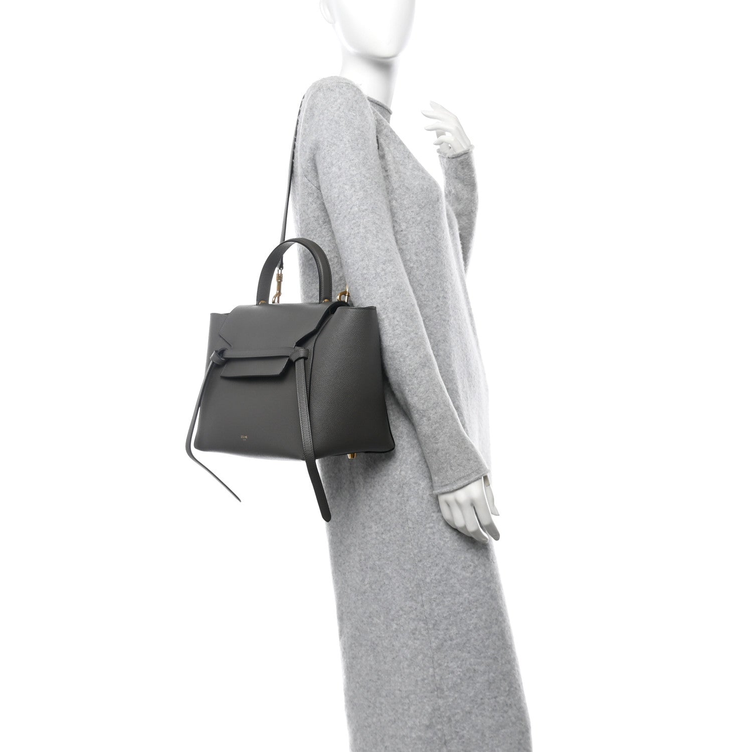 Celine Grained Calfskin Mini Belt Bag Grey 2 of 11