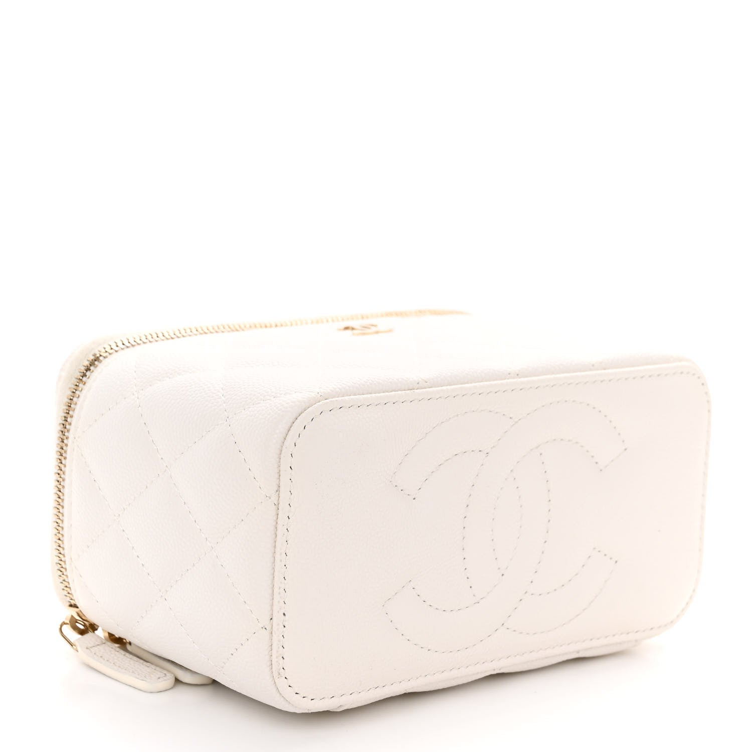 Chanel Caviar Quilted Small Vanity Case With Chain White 4 of 11