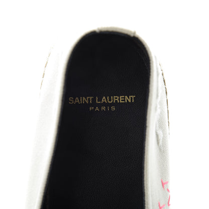Saint Laurent Canvas Elba Logo Embroidered Espadrilles 45 Panna 5 of 9
