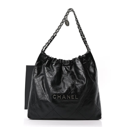Chanel Shiny Calfskin Quilted Chanel 22 Black 23 of 23