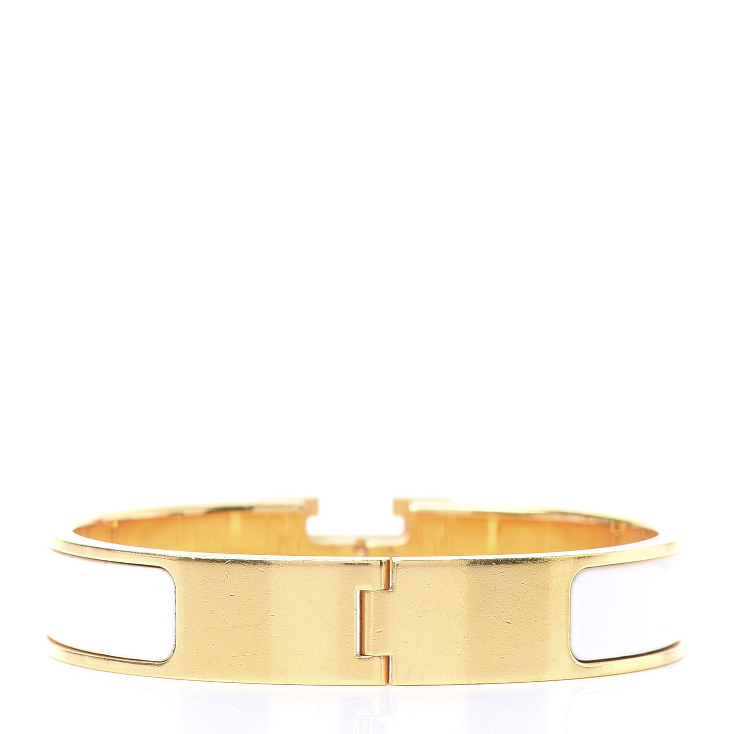 Enamel Narrow Clic Clac H Bracelet PM White