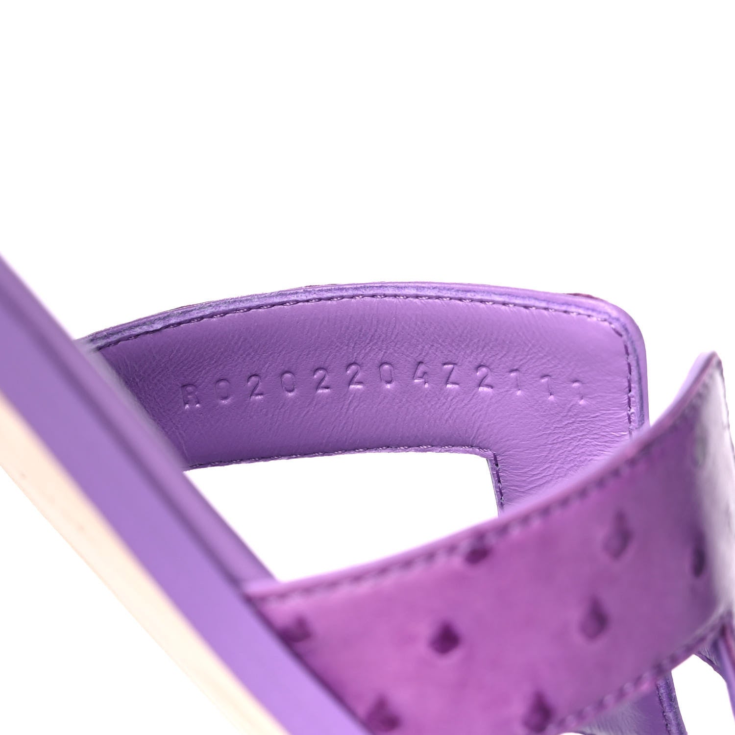 Hermes Ostrich Oran Sandals 36.5 Violet 8 of 9