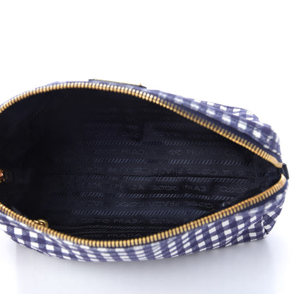 Prada Canapa St Vichy Gingham Cosmetic Pouch Baltico 5 of 10