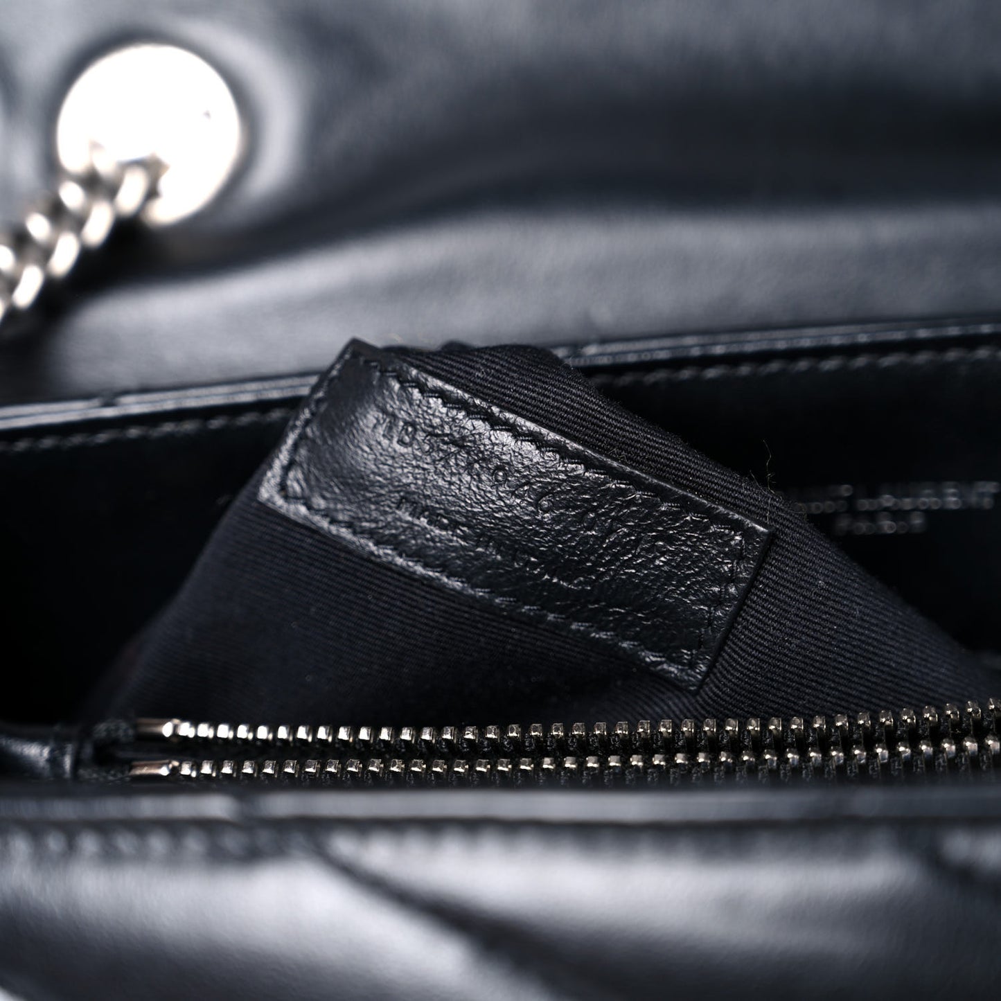 Calfskin Y Quilted Monogram Medium Loulou Chain Satchel Black