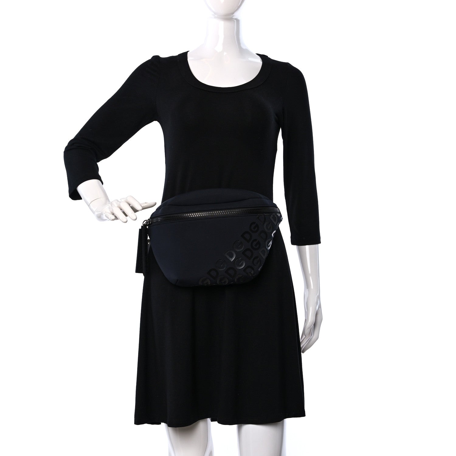 Dolce & Gabbana Neoprene Millennials Logo Waist Bag Black White 2 of 8