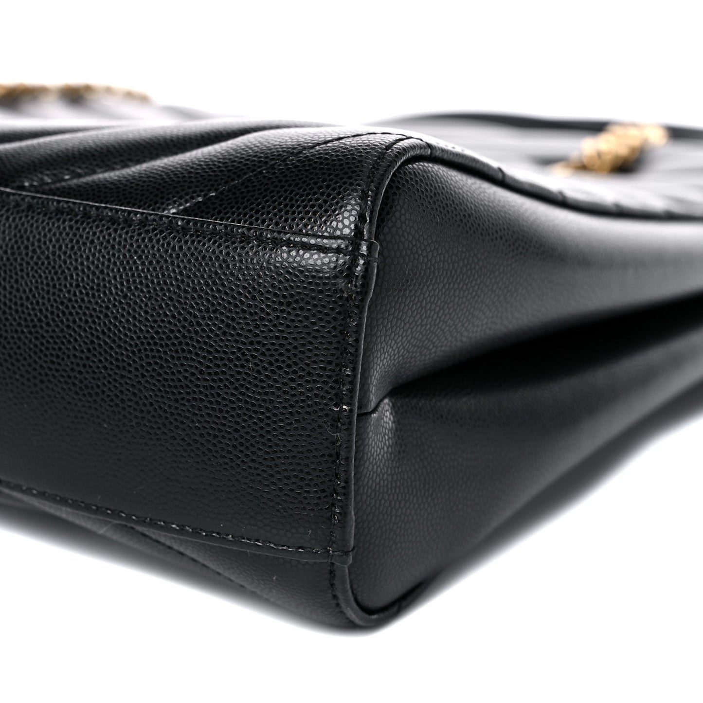 Grain De Poudre Matelasse Chevron Medium Tribeca Shopping Bag Black