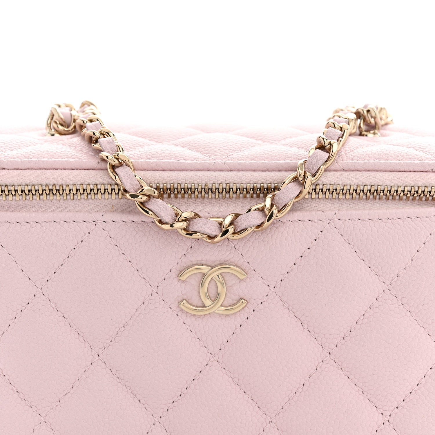 Chanel Caviar Quilted Small Tiny CC Vanity Case With Chain Light Pink 7 of 10