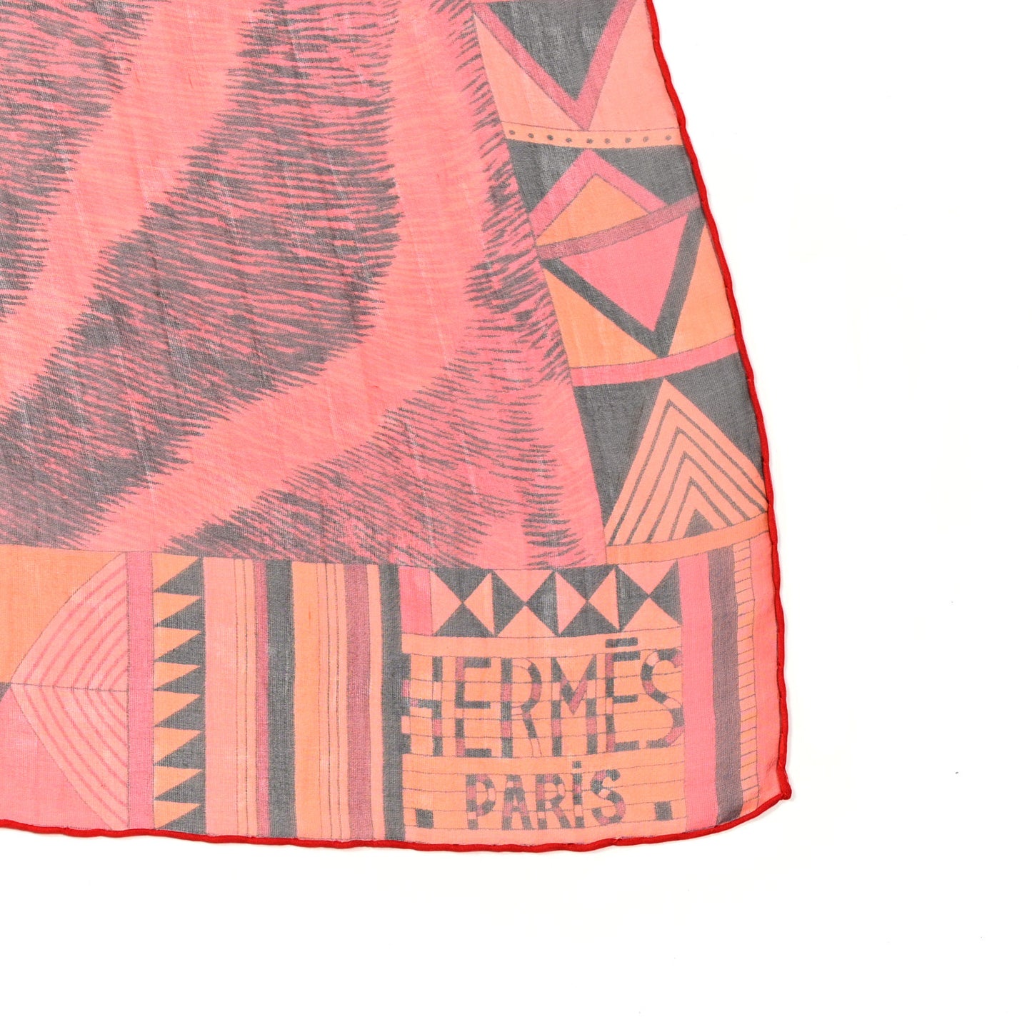 Silk Mousseline Pelages et Camouflage Stole Lipstick Corail