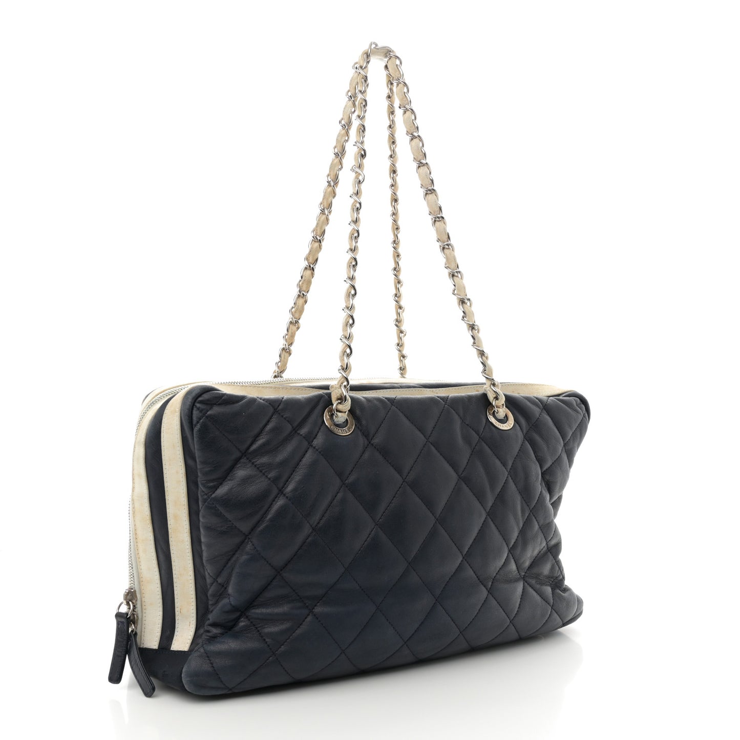 Lambskin Quilted Lido Shoulder Bag Dark Navy Blue