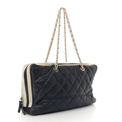 Chanel Lambskin Quilted Lido Shoulder Bag Dark Navy Blue 3 of 20