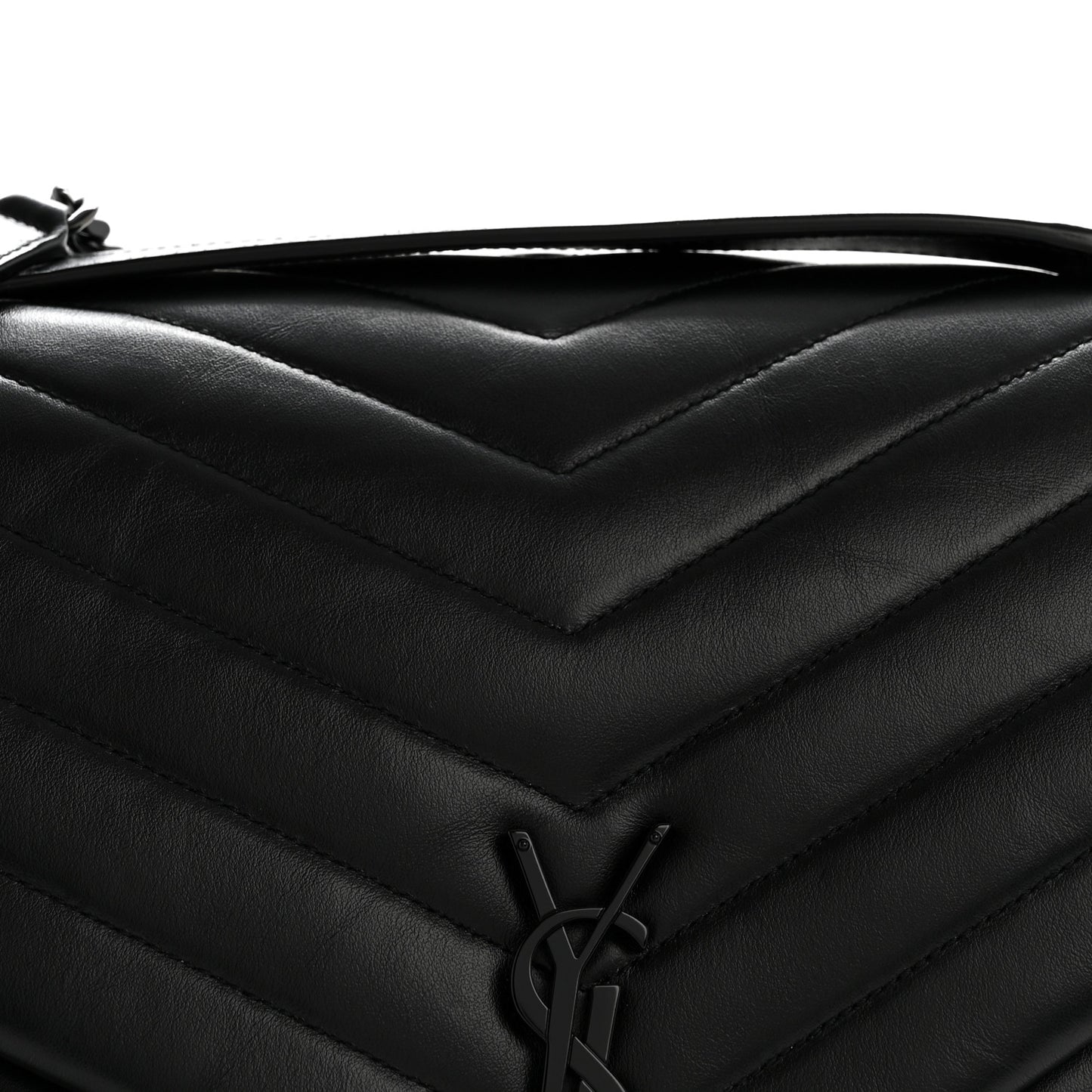 Calfskin Y Quilted Monogram Monochrome Large Loulou Chain Satchel Black