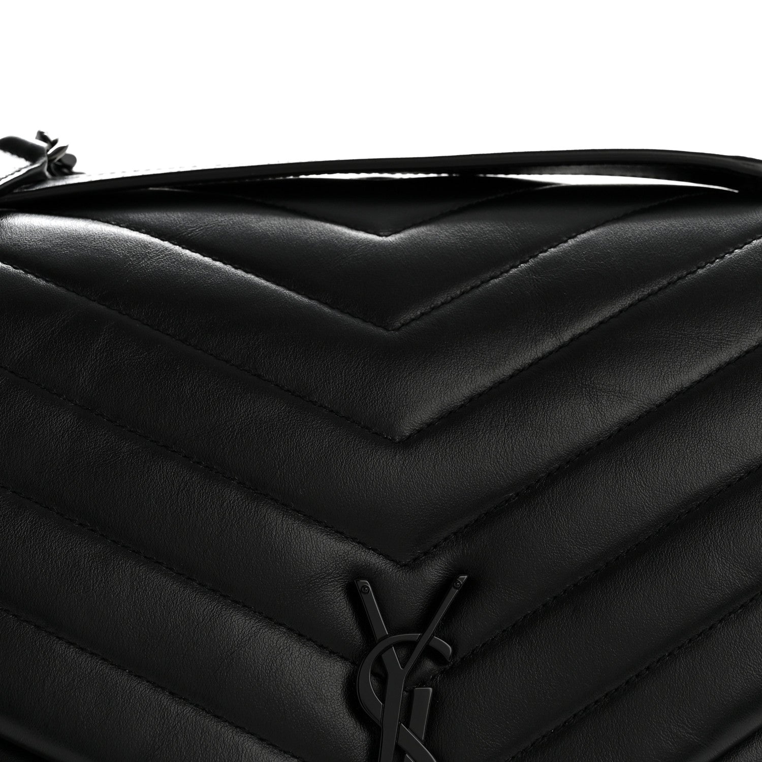 Saint Laurent Calfskin Y Quilted Monogram Monochrome Large Loulou Chain Satchel Black 8 of 13