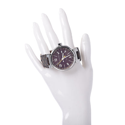 Louis Vuitton Stainless Steel Monogram 39mm Tambour GMT Automatic Watch Brown 2 of 9