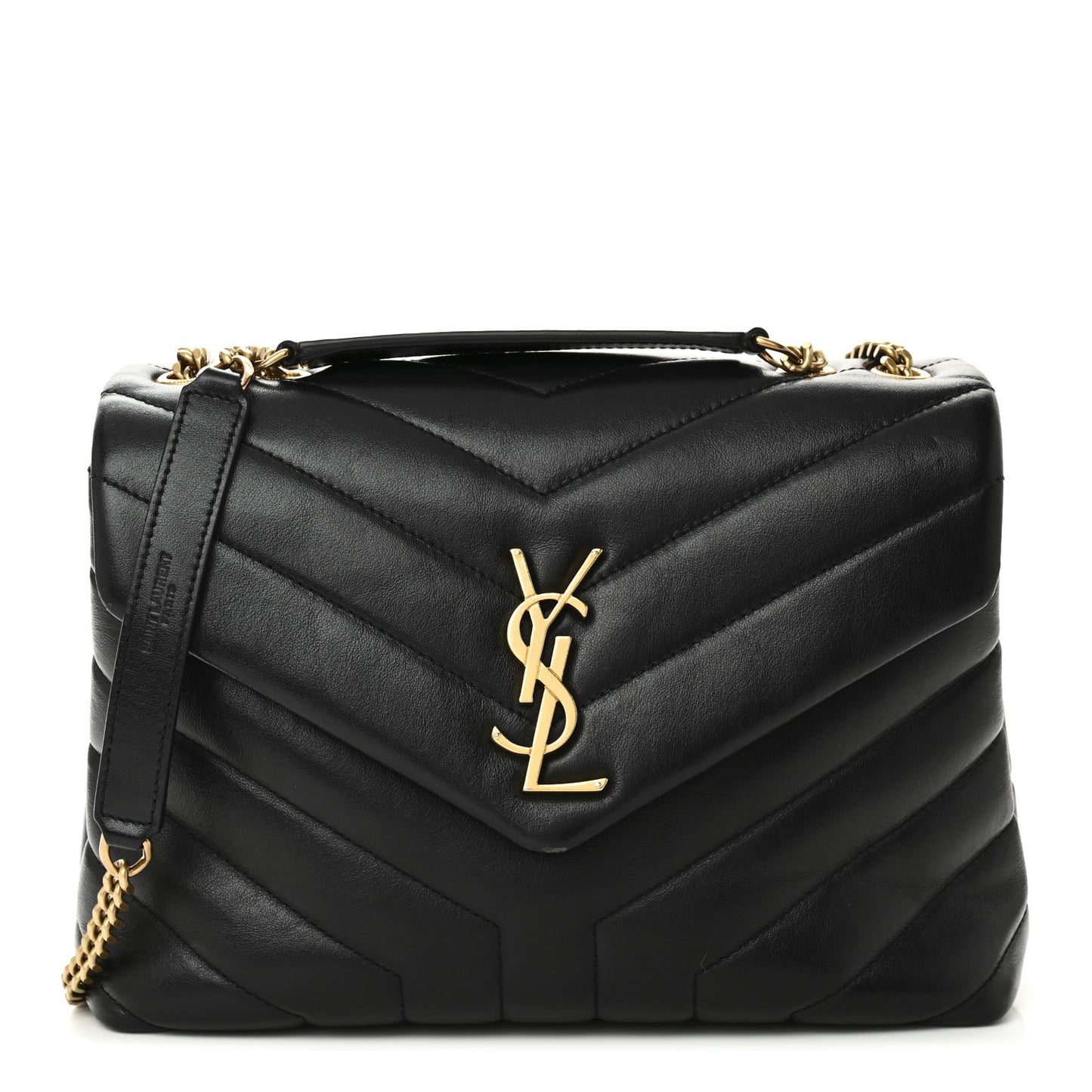 Calfskin Y Quilted Monogram Small Loulou Chain Satchel Black