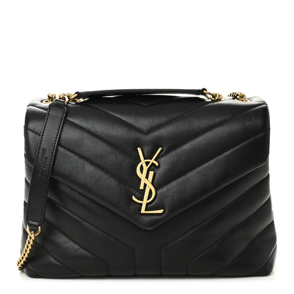 Saint Laurent Calfskin Y Quilted Monogram Small Loulou Chain Satchel Black 1 of 11