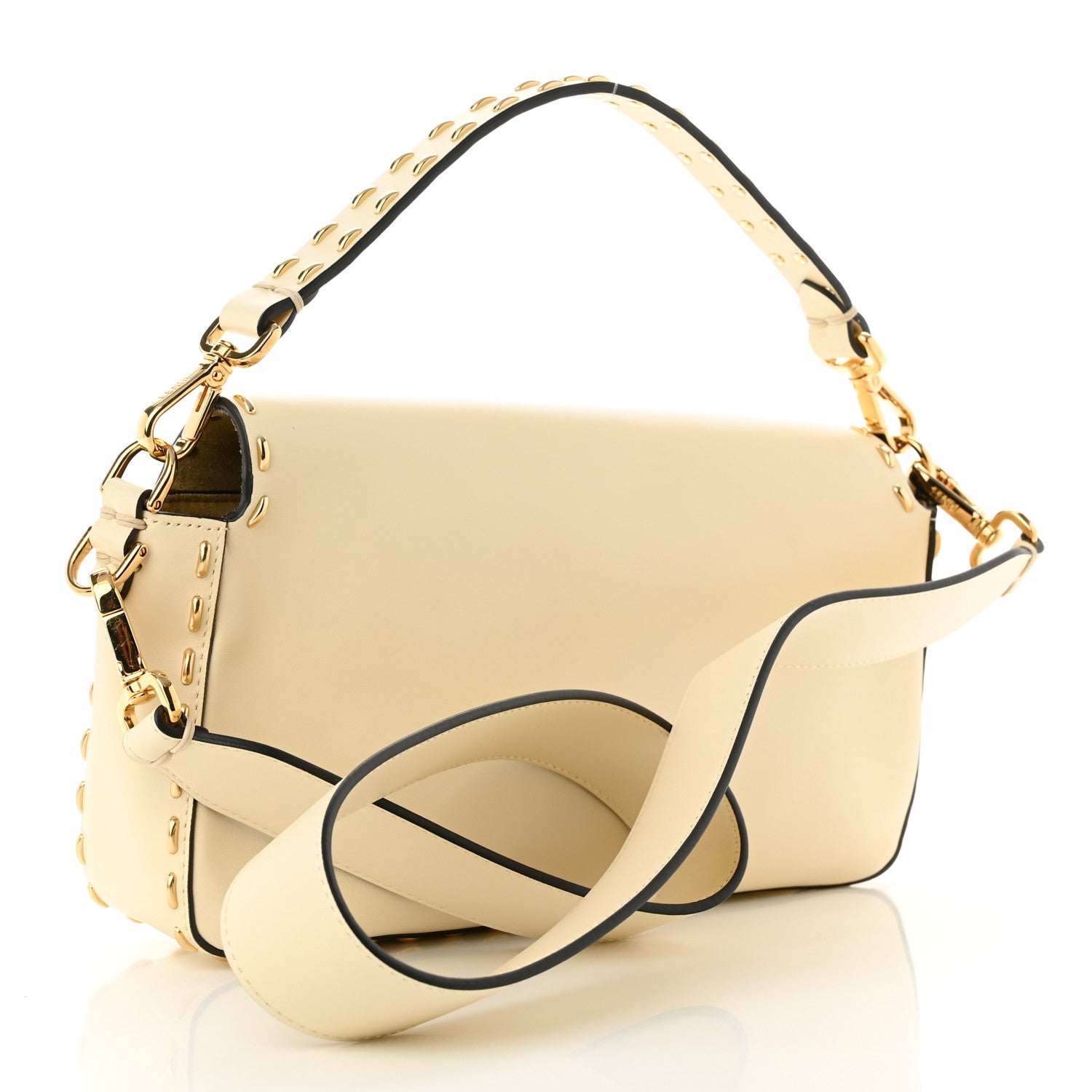 Fendi Vitello King Metal Stitch Baguette Pergamena 3 of 9