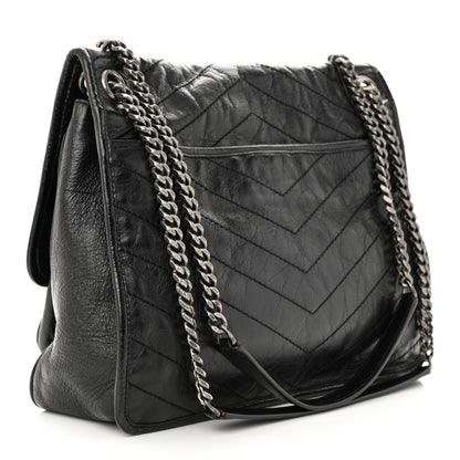 Saint Laurent Crinkled Calfskin Matelasse Monogram Large Niki Chain Satchel Black 3 of 10
