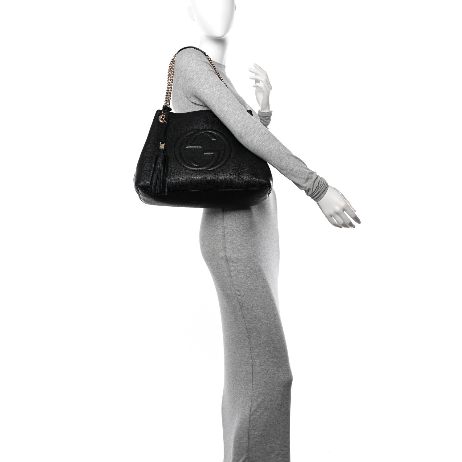 Gucci Pebbled Calfskin Medium Soho Chain Shoulder Bag Black 2 of 10