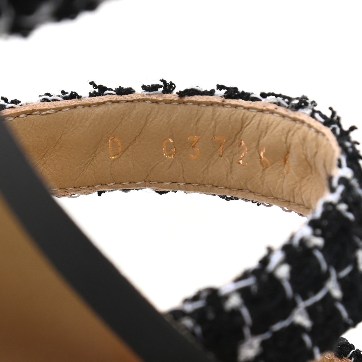 Chanel Tweed CC Sandals 38 Black White 8 of 11